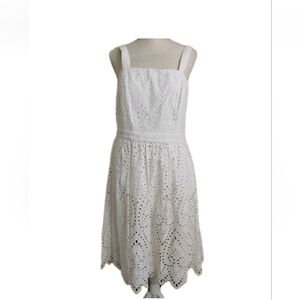 Vineyard Vines White Sleeveless Eyelet Dress Fit & Flare Women's Plus Size 16